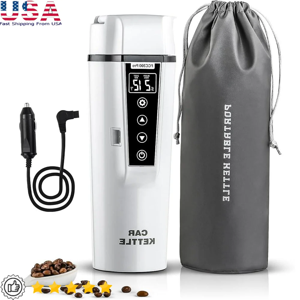 

Portable Electric Car Kettle 12V 24V Travel Mug Intelligent Temperature Control Mini Water Boiler Dry Fire Protection Smart