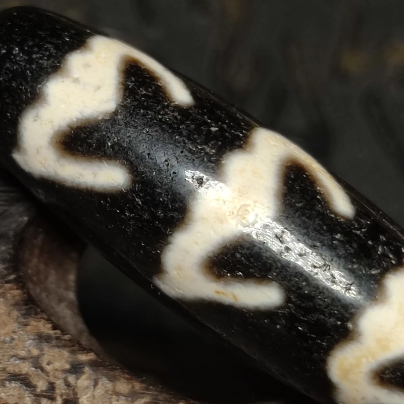 Tibetan 5 Bats Totem Black/White Dark Brown/White Weathered Old Agate Dzi Beads for Men&Women Amulet Bracelet Necklace Making