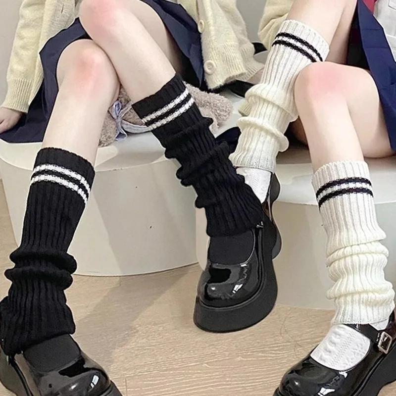 

2026 Вязаные гетры для женщин Sweet Jk Lolita Готические полосатые чехлы для ног Y2k Покрытие для ног Теплые леггинсы для щиколотки Носки с напуском