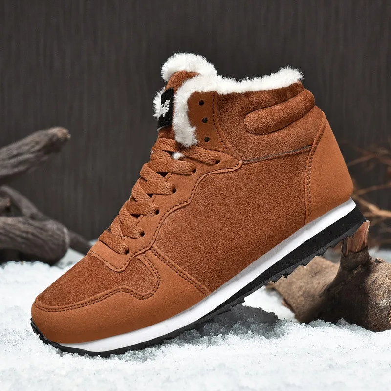 Stivali invernali per uomo stivaletti in finta pelle scamosciata in peluche Plus Size scarpe in cotone antiscivolo caldo piattaforma in pelliccia Sneakers maschili Botas Para Hombre