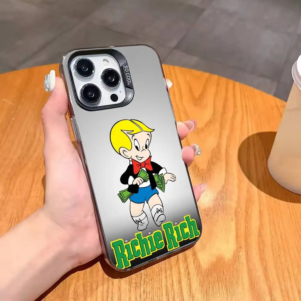 Money Boy R-Richie r-rich-RR Phone Case For iPhone 17,16,15,14,13,12,11 Plus,Pro Max,XS,Colored Silver Plated Inside Cover