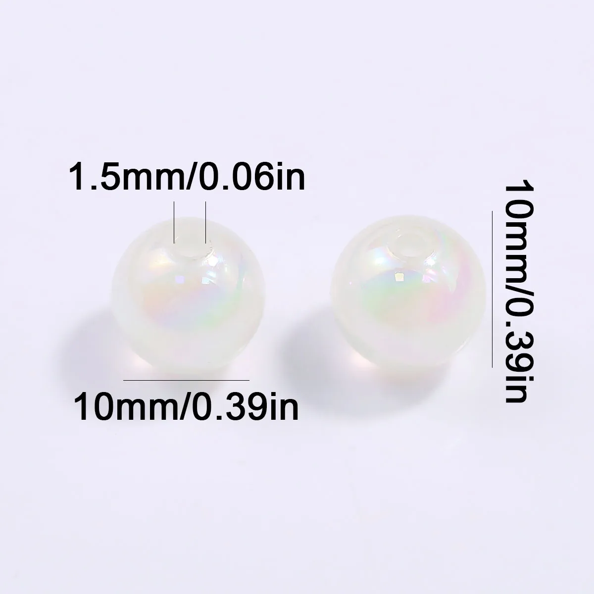 10/20/50pcs 10mm Acrylic Luminous Beads White Loose Spacer Beads for Jewelry Making DIY Cute Bracelets Necklace Crafts Supplies