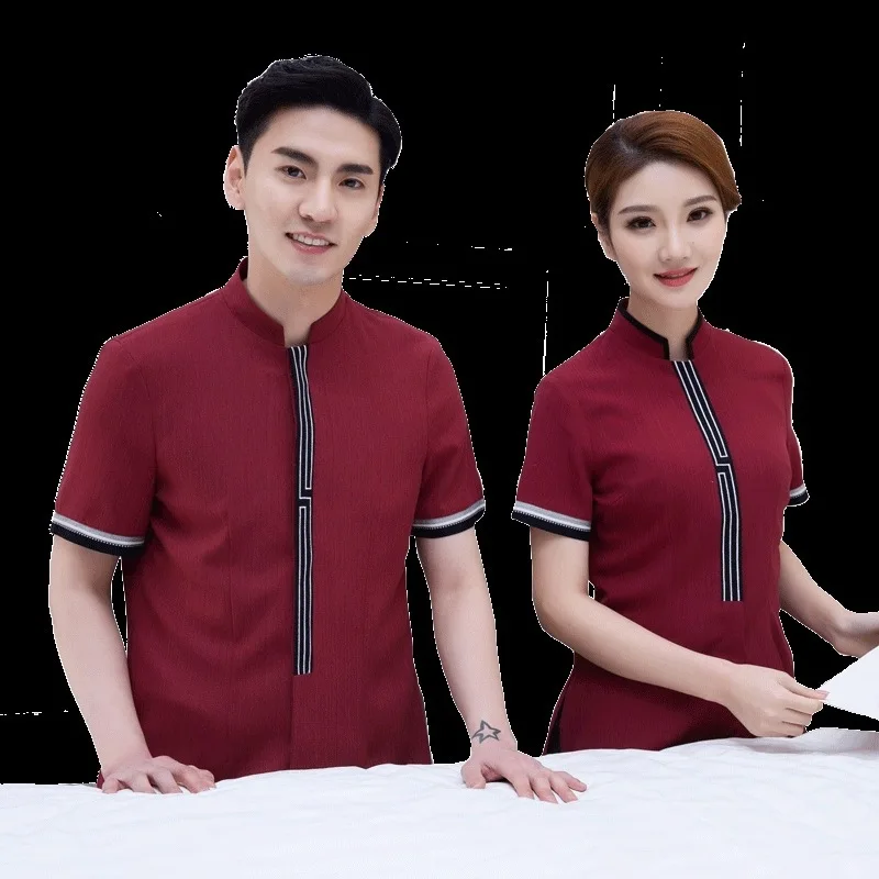 Summer Short Sleeve Cleaning Uniform Hotel Guest Room Attendant Workwear Housekeeping Property Cleaning Worker Uniform
