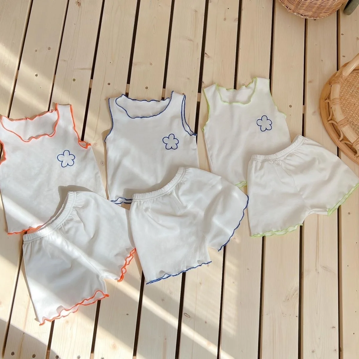 Summer baby sleeveless vest T-shirt shorts two-piece baby thin model casual home clothes set little children's pajamas