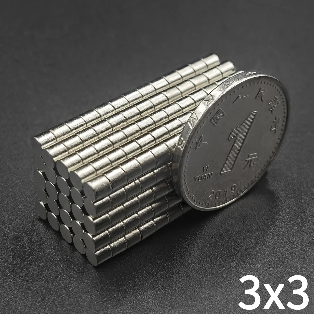 3x3mm magnet Round Permanent Super Strong Powerful Magnetic Disc Used for Refrigerators and Offices for Fridge, DIY, Building