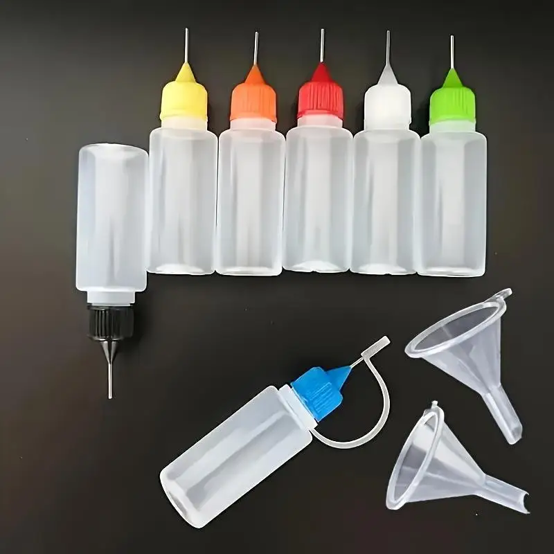 4/6/7Pcs 10ml/30ml Plastic Needle Tip Squeeze Bottles With Leak Proof Lids Multi Sizes For Crafts Glue Storage