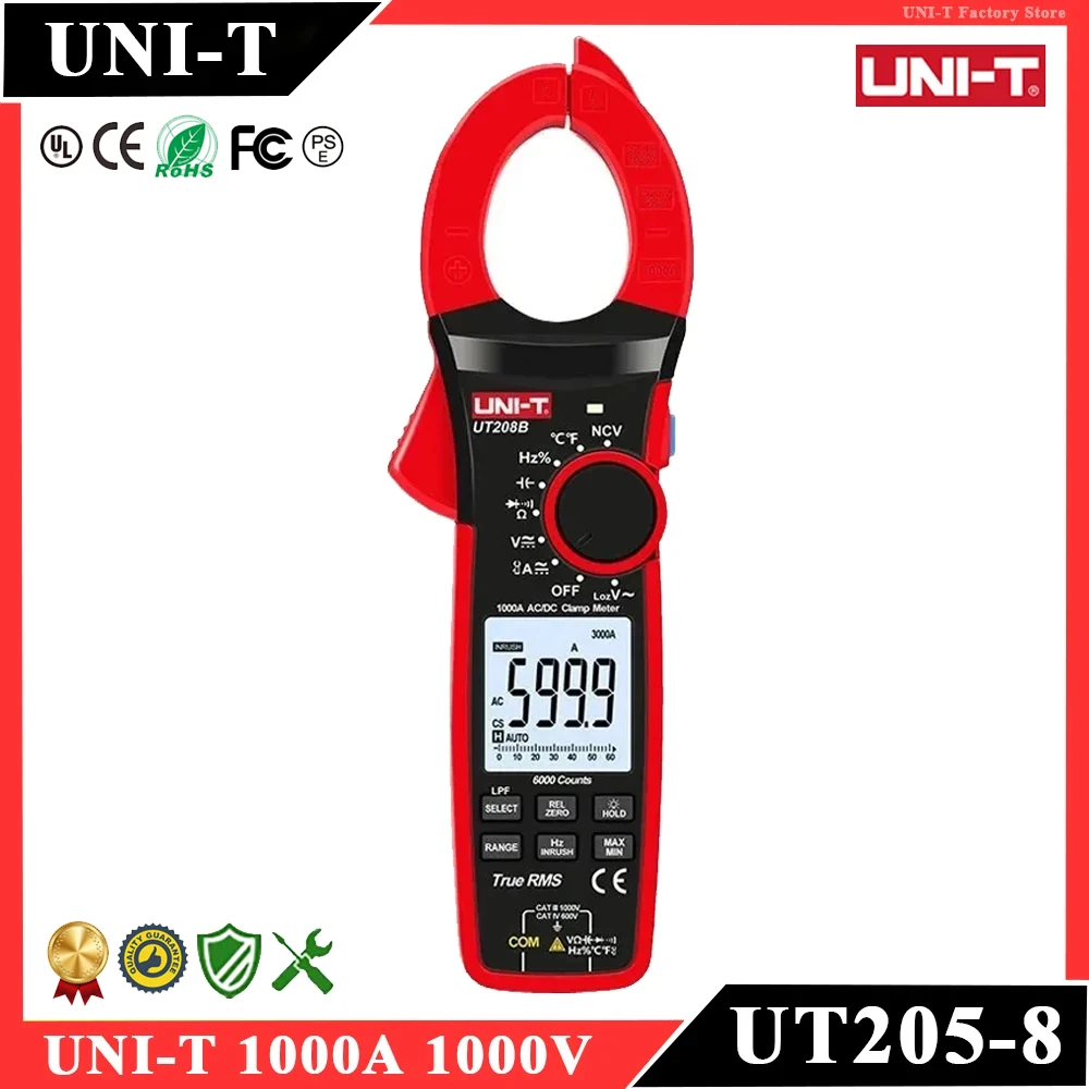 UNI-T UT205E UT206B UT207B UT208B Digital Clamp Meter 1000A 1000V Voltmeter Pliers Ammeter Inrush Current LPF Analog Multitester