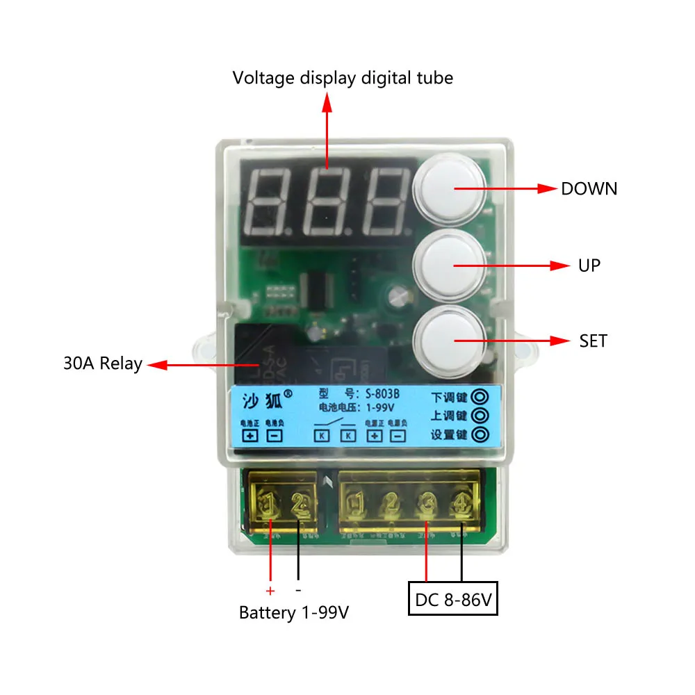 Controlador de carga/descarga de batería, Monitor de voltaje, protección de bajo voltaje de sobretensión, probador de batería de litio/plomo-ácido