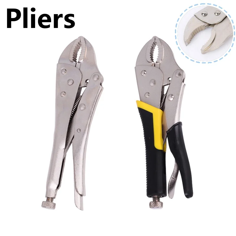 10 Inch/220mm Round Mouthed Pliers Adjustable Straight Jaw C Clamp Locking Mole Vice Grips Pliers Carbon Steel Welding Tool