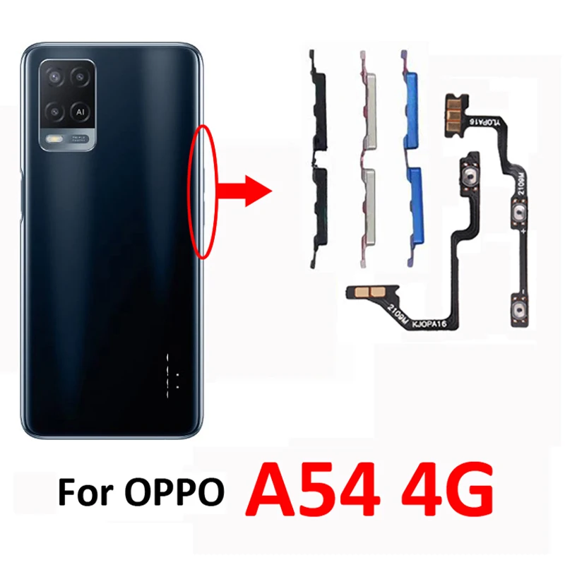For Oppo A54 4G CPH2239 Phone New Volume Up Down External Button Key Internal Flex Cable Repair Parts Black Blue Silver