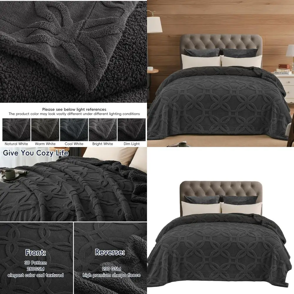 

Легкое теплое одеяло King Size, 510GSM, не линяет, не образует катышков, 108 x 90, плюшевый уютный плед для дома, рождественский декор, цвет угольный