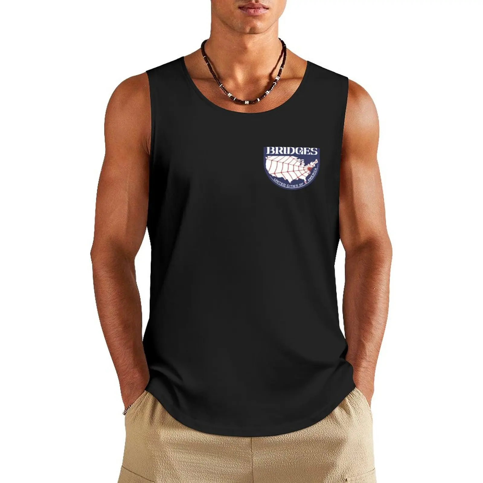 Bridges logo Tank Top sleeveless jackets t shirt t-shirts man