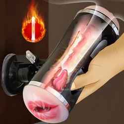 Automatic Sucking Male Masturbator Cup Heating Real Vagina Blowjob Electric Vibrator Pocket Pussy Adult Goods Sex Toys for Men