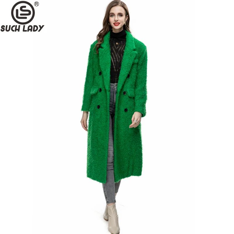 

Women's Runway Trench Coats Notched Collar Long Sleeves Double Breasted Fashion Outerwear