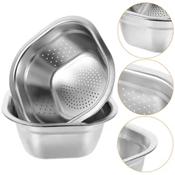 1 Set Stainless Steel Colander and Basin Set Kitchen Colander Strainer Basket Mesh Strainer 22cm