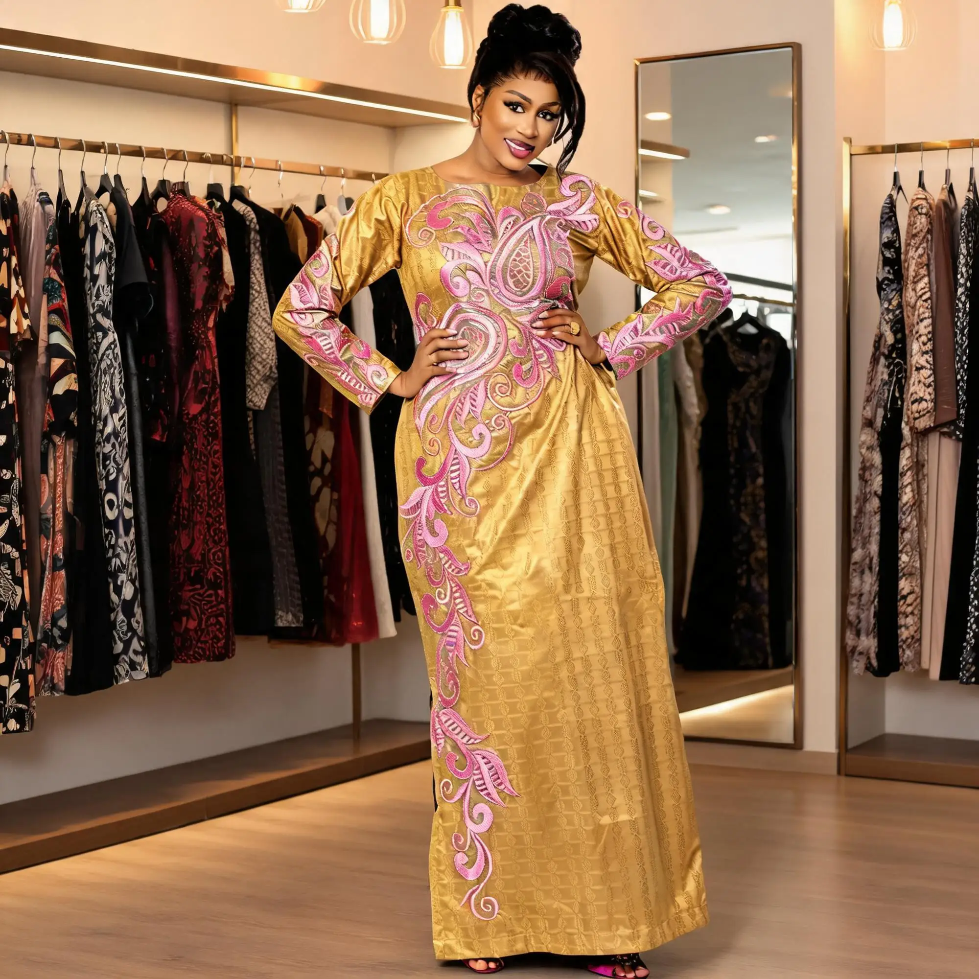 African Dresses For Women Luxury Boubou Material Rich Embroidery Design