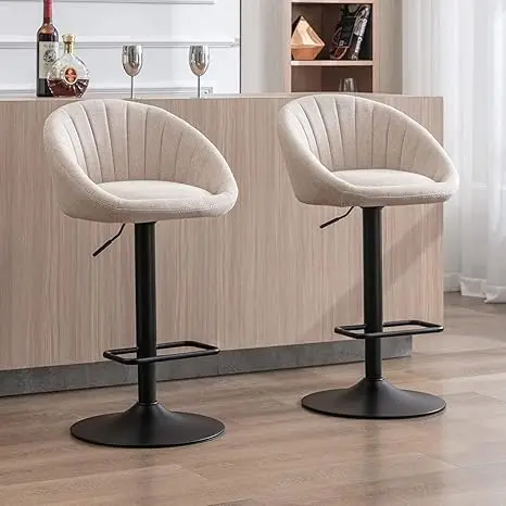 2 sets of bar stools, fabric bar chairs with adjustable legs, kitchen high chairs, bar stools with footrests, bar/kitchen