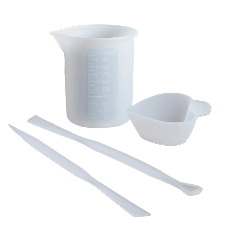 Epoxy Split Cup Silicone Cup Mixed Measure Cup Stir Stirring Rods Epoxy Liquid Paint Mixing Stirrer for DIY Craft