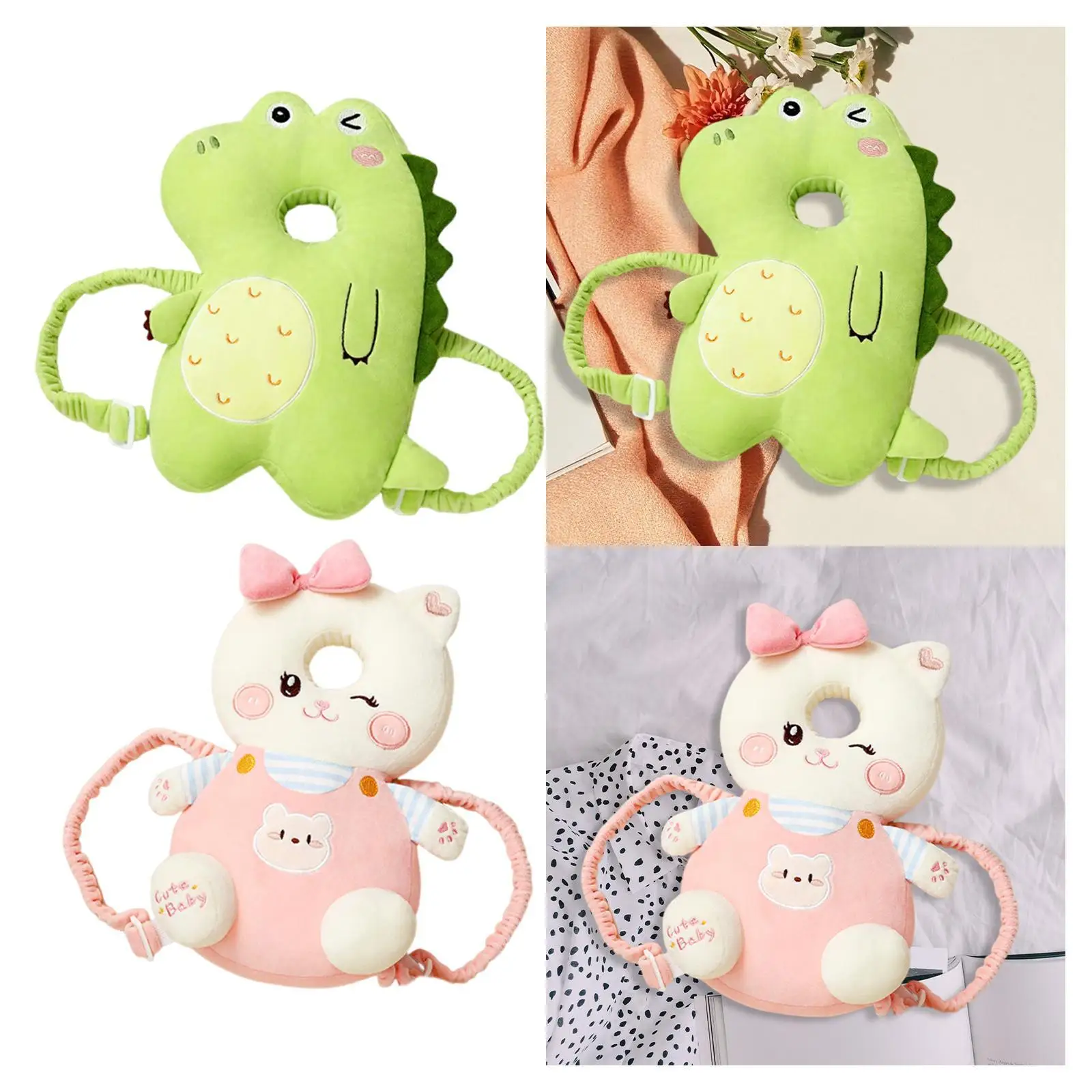 ベビーヘッドプロテクターバックパックソフトポータブル動物の形の赤ちゃんの頭保護クッション子供幼児クロール着用子供