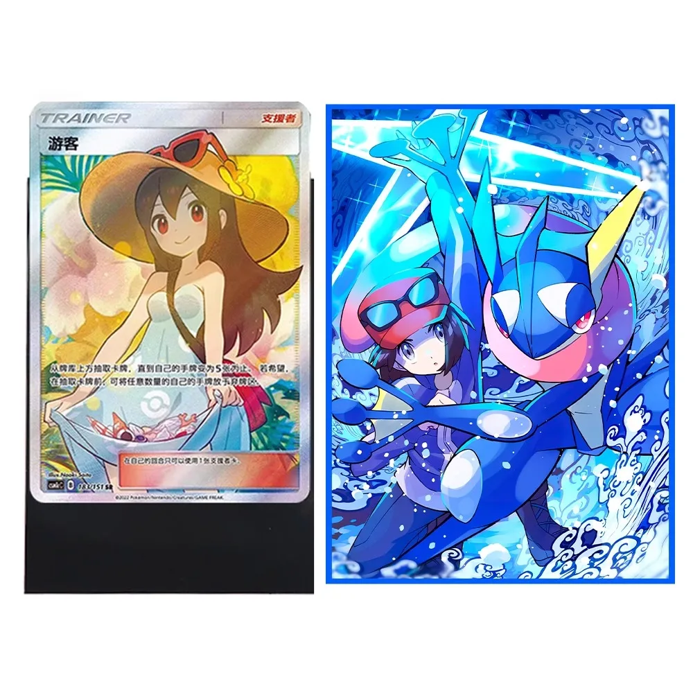 60 peças 66*91mm diy ptcg pokemon greninja manga de cartão flash anime periférico jogo coleção manga de cartão presente de feriado