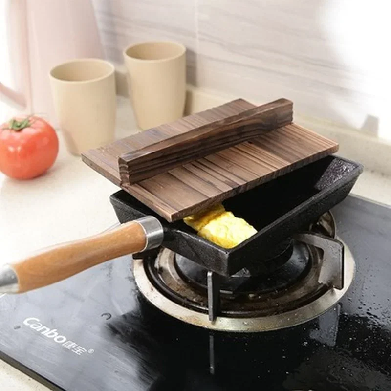 Cast iron pot Japanese Tamagoyaki egg rolls non-stick non-coating square fried eggs nonstick frying pancake pan thick egg burn