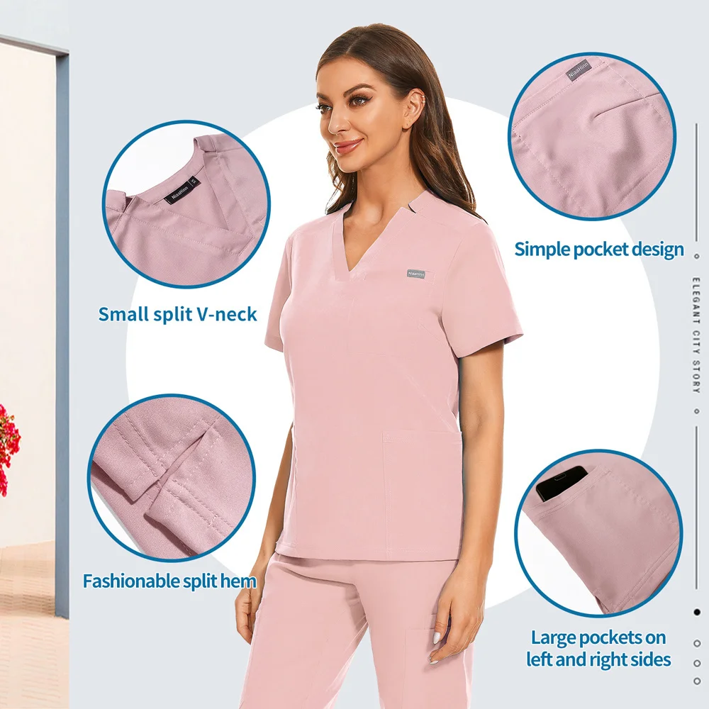 Dentista esfrega topos moda hotel workwear esfrega camisas uniforme de cirurgia médica pet shop médico enfermeira blusa enfermagem