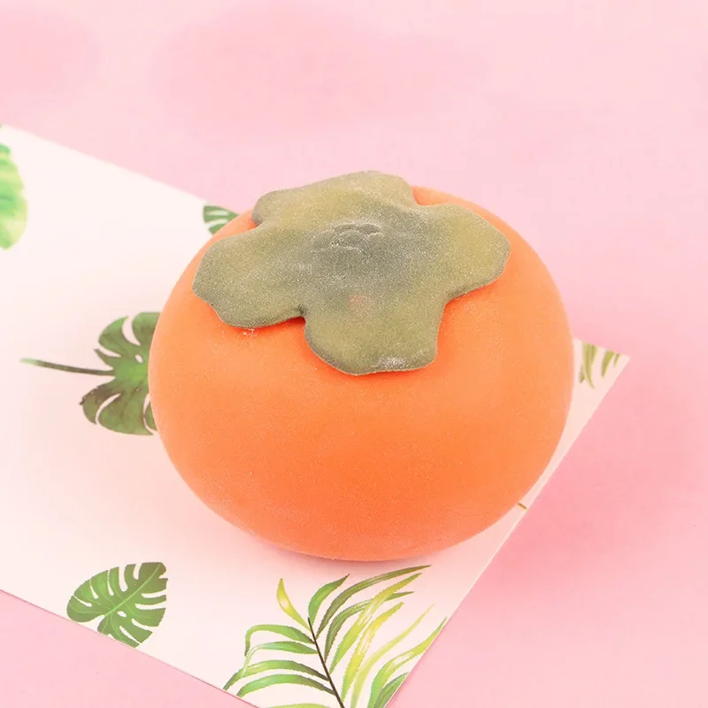 Creativo simulato frutta cachi spremere giocattoli palline di gomma giocattoli di decompressione giocattolo sensoriale antistress per bambini adulti