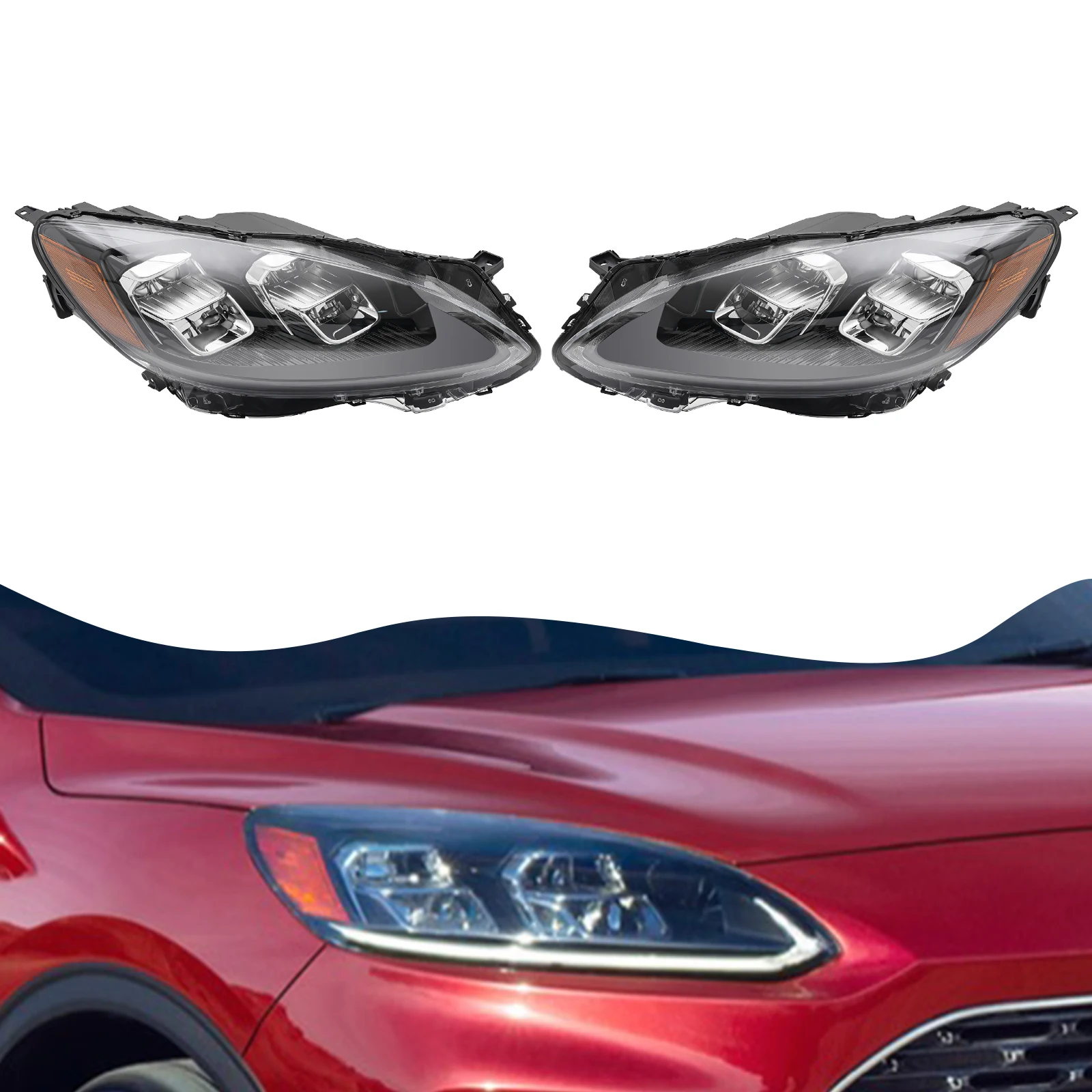 Halogen Headlight Headlamp for 2020 2021 Ford Escape SE/SEL Left / Right