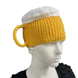 Year Presents 3D Beer Cup Hats Unisex Ear Warmers Pullover Cap Warm Versatile Beanies Valentine's