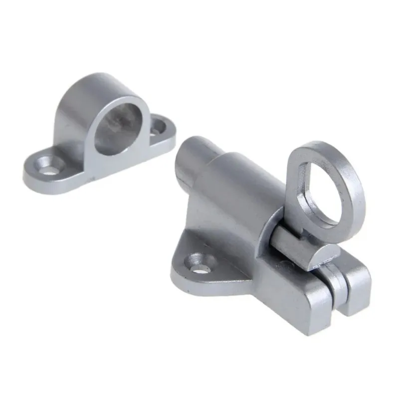 AB02 1 Set Self-Closing Aluminum Door Bolt - Silver Gray, Automatic Locking Mechanism, Easy Installation, Universal Fit
