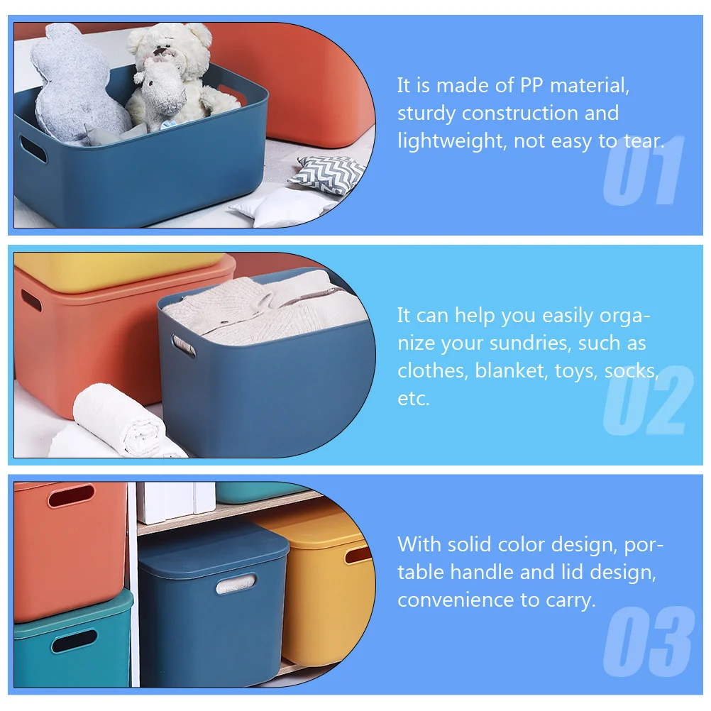 

Plastic Storage Box Lid Large Capacity Cube Containers for Clothes Toys Socks Blanket PP Material Lightweight Portable
