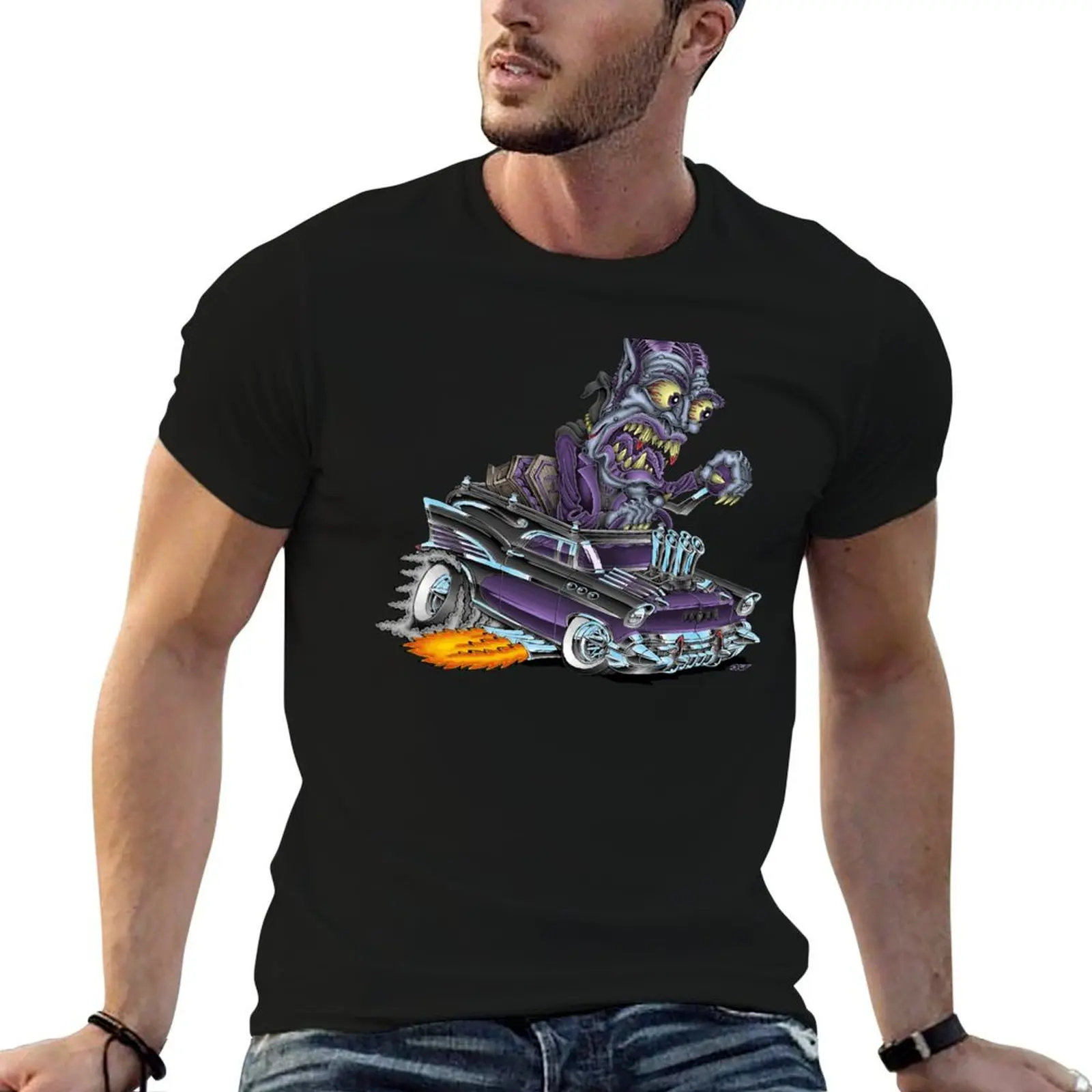 Vampire Cursed Hearse T-Shirt Summer Print Short Sleeve Tee
