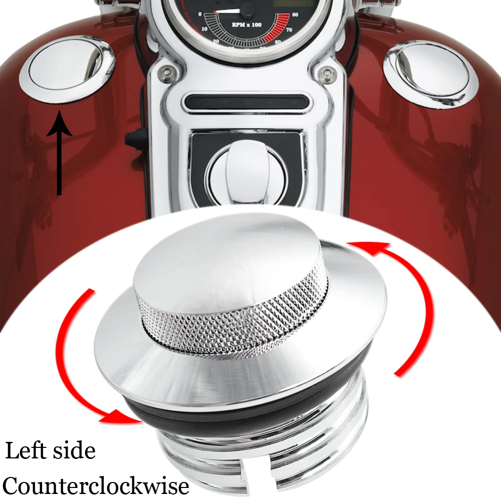 

Motorcycle Chrome Aluminum Left Side Screw-In Flush Mount Fuel Tank Gas Cap Accessorie Fit For Dyna Street Bob FXDBB: 2015-2016