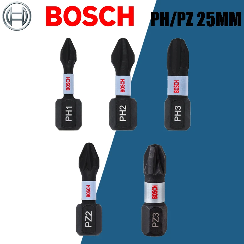 BOSCH Original PH1/2/3 PZ2/3 Impact Type Bit Durable Non-Slip High Speed Steel Carpentry Drill Hole Power Tool Accessories