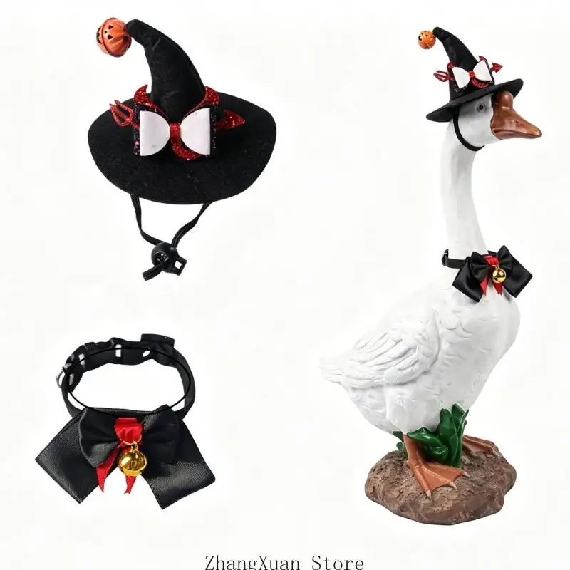 Polyester Halloween Statue Costume Set for Standard 23 Inch Porch Bird, Seasonal Outfit for Entryway Styling 3XUF