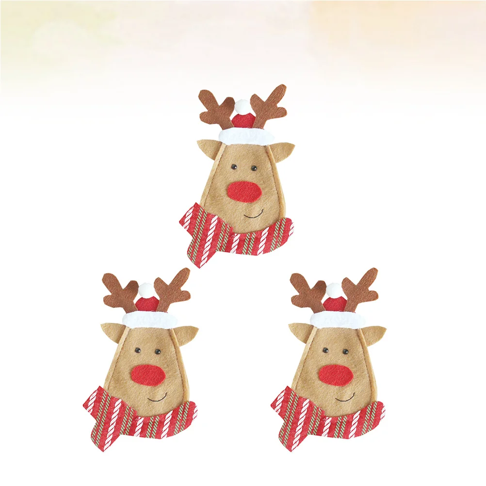 

3 шт., рукава для столовых приборов с рисунком оленя, тканевые чехлы для посуды премиум-класса для рождественской вечеринки, праздничного украшения ужина, принадлежности