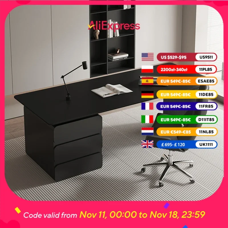 

Black Designer Modern Office Desks Luxury Storage Drawers Writing Executive Desk Computer Study Escritorios Office Furniture