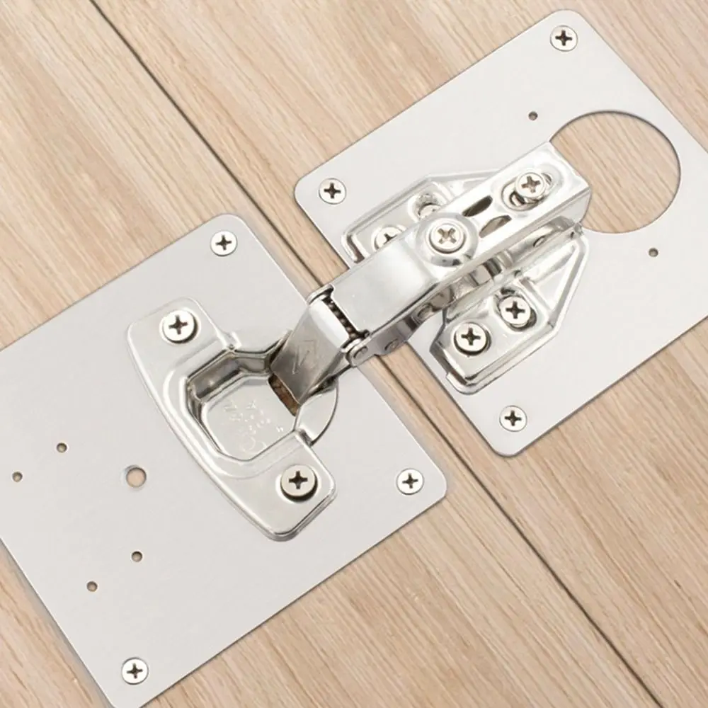 Stainless Steel Kitchen Cabinet Hinge Repair Plate Silver Easy to install Hinge Repair Plate with 4 Screws