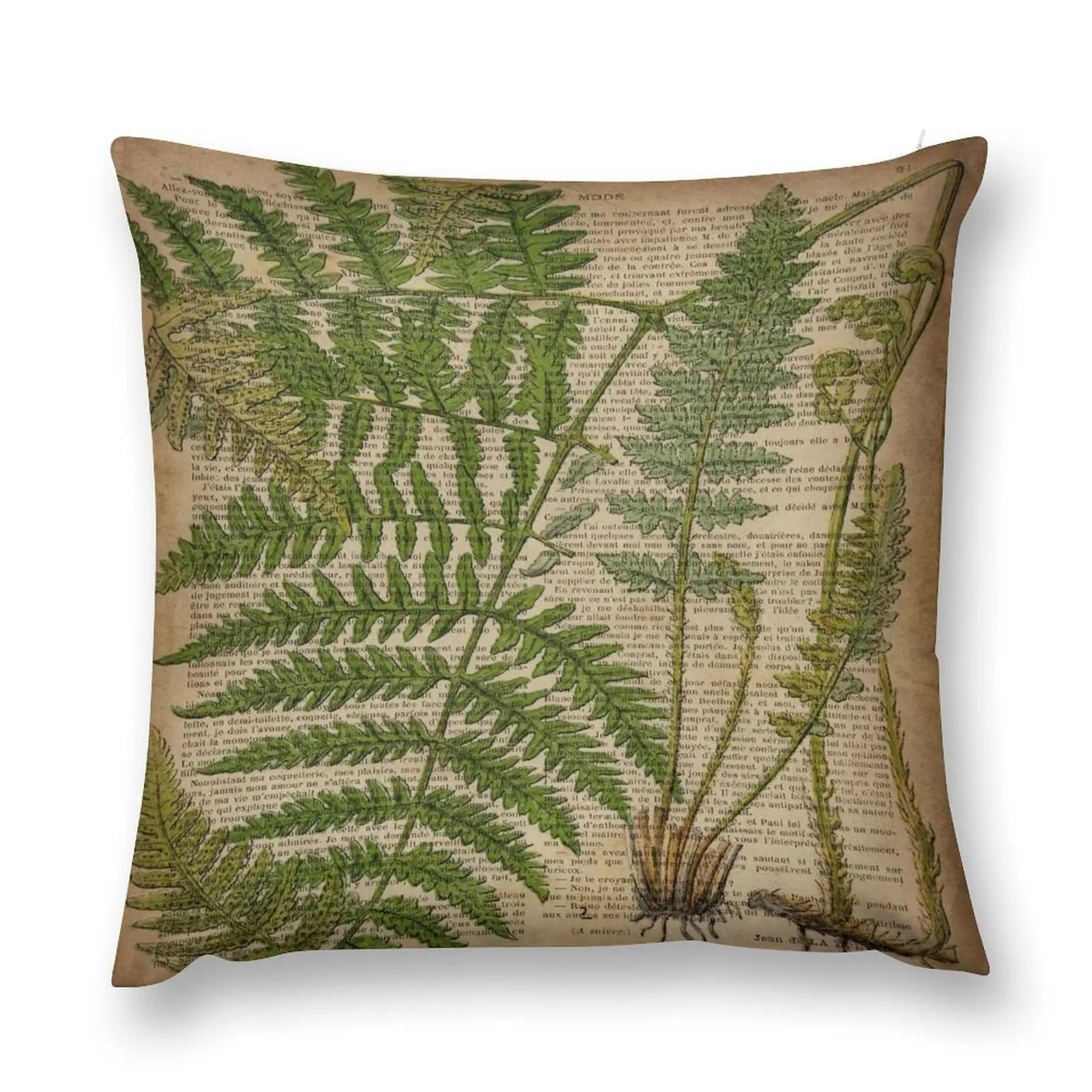 

vintage foliage hipster botanical print fern leaves Throw Pillow Pillowcases Bed Cushions Cushions For Children pillow