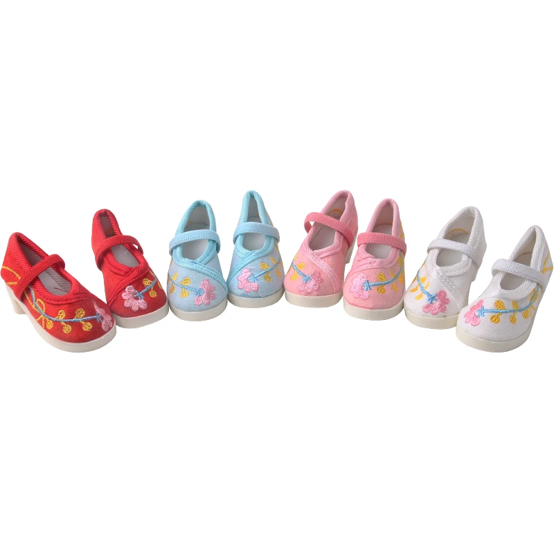 Doll 7.5CM Shoes Chinese Style Embroidered Shoes Doll Chinese Style Ancient Dress Embroidered High Heels Doll Accessories