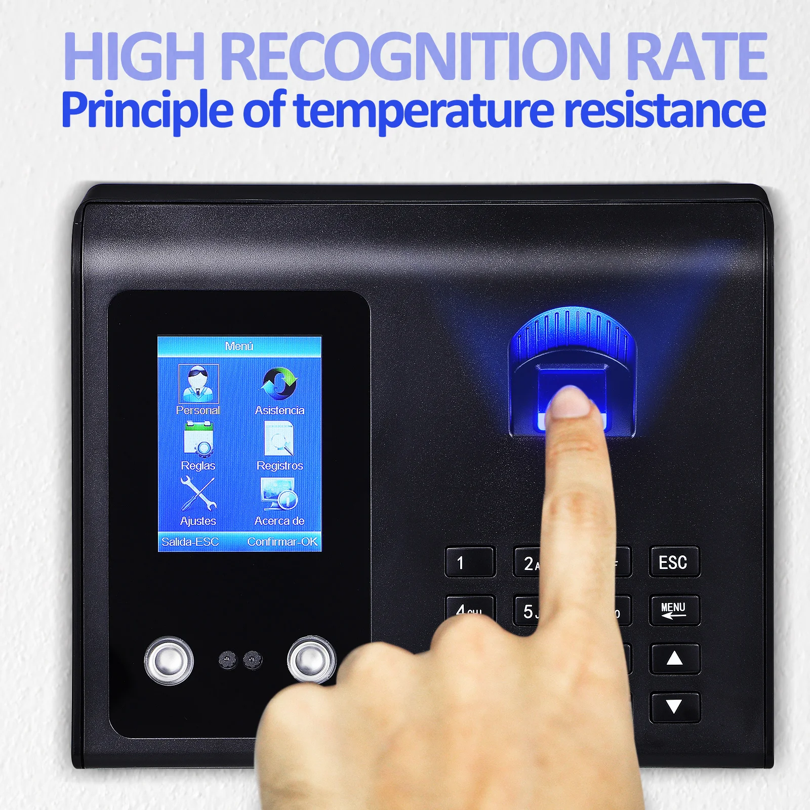 500명 얼굴 인식, 1500개 지문 인식, 얼굴 인식 출퇴근 기록기, 사무실 및 소규모 사업장용 고급 얼굴 출석 관리 시스템