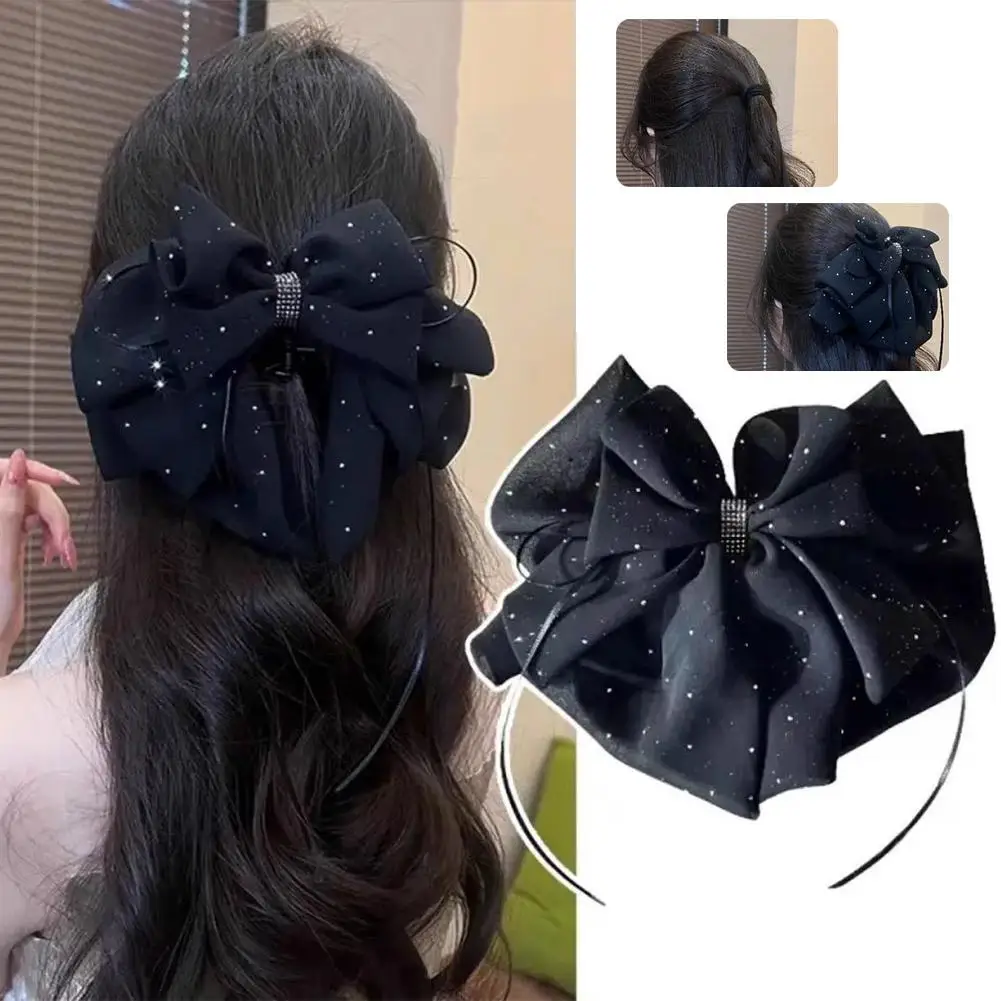 الشريط القوس مشبك شعر عمودي ذيل حصان مخلب كليب Bowknot مشبك شعر للنساء فتاة الكورية نمط مشبك فراشة عقدة الشعر I0I6