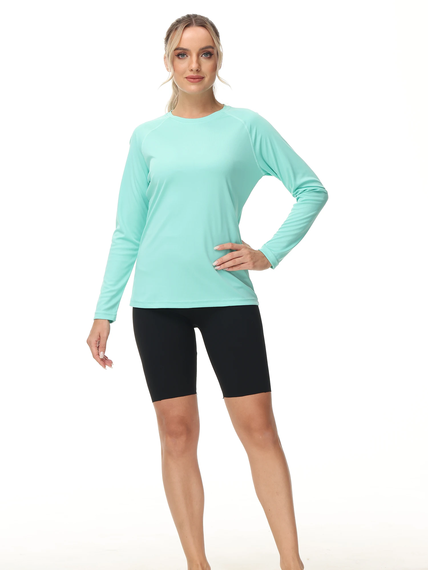 Schnell trocknende Sommer-Damen-T-Shirts UPF 50+, mit Taschen, langärmlige Schwimm-T-Shirts, Pullover-Oberteile für Strand-Outdoor-Sportarten – Detail 3
