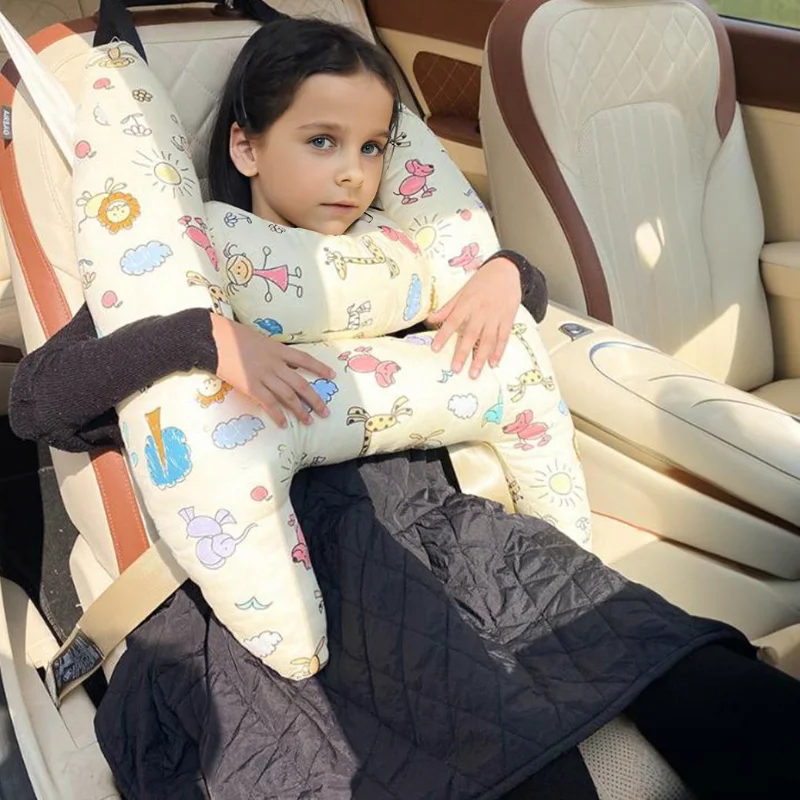 وسادة سفر آمنة على شكل حرف H لسلامة نوم السيارة، وسادة رأس للسفر تدعم وسادة الأطفال والكبار لوسائد الرقبة الآمنة لمقعد السيارات #4