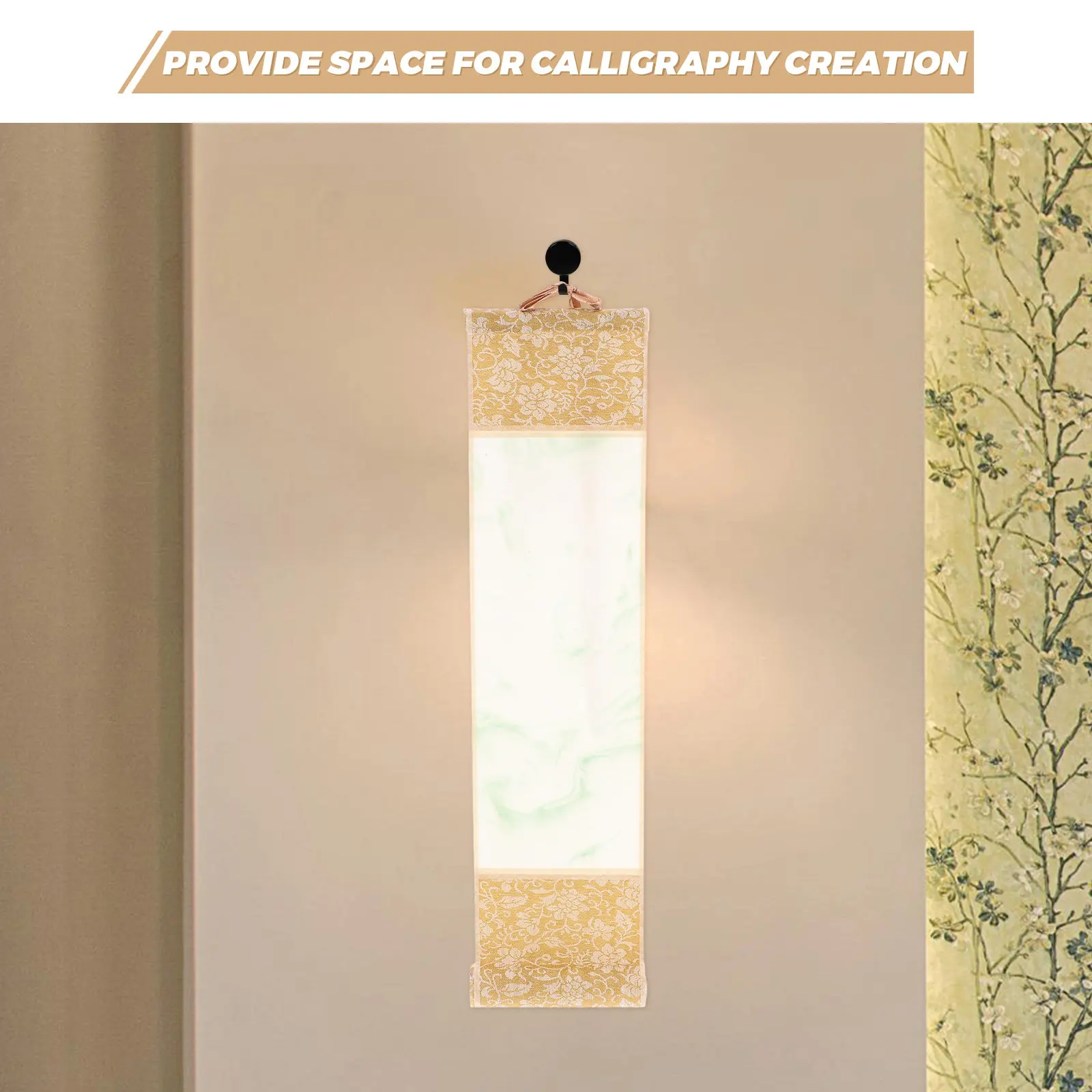 Vintage Wax Dyed Blank Mounting Hanging Wall Scroll Chinese Japanese Calligraphy Painting Paper Semi Raw Semi Cooked Gilded