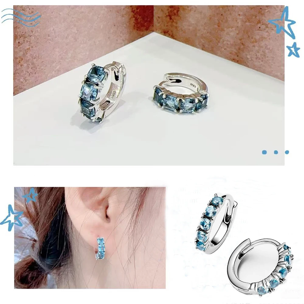Sparkling 925 Sterling Silver Rose Red&Blue&Yellow&Green Natural Zircon Earrings Ladies' Gathering Fashion Jewelry view 3