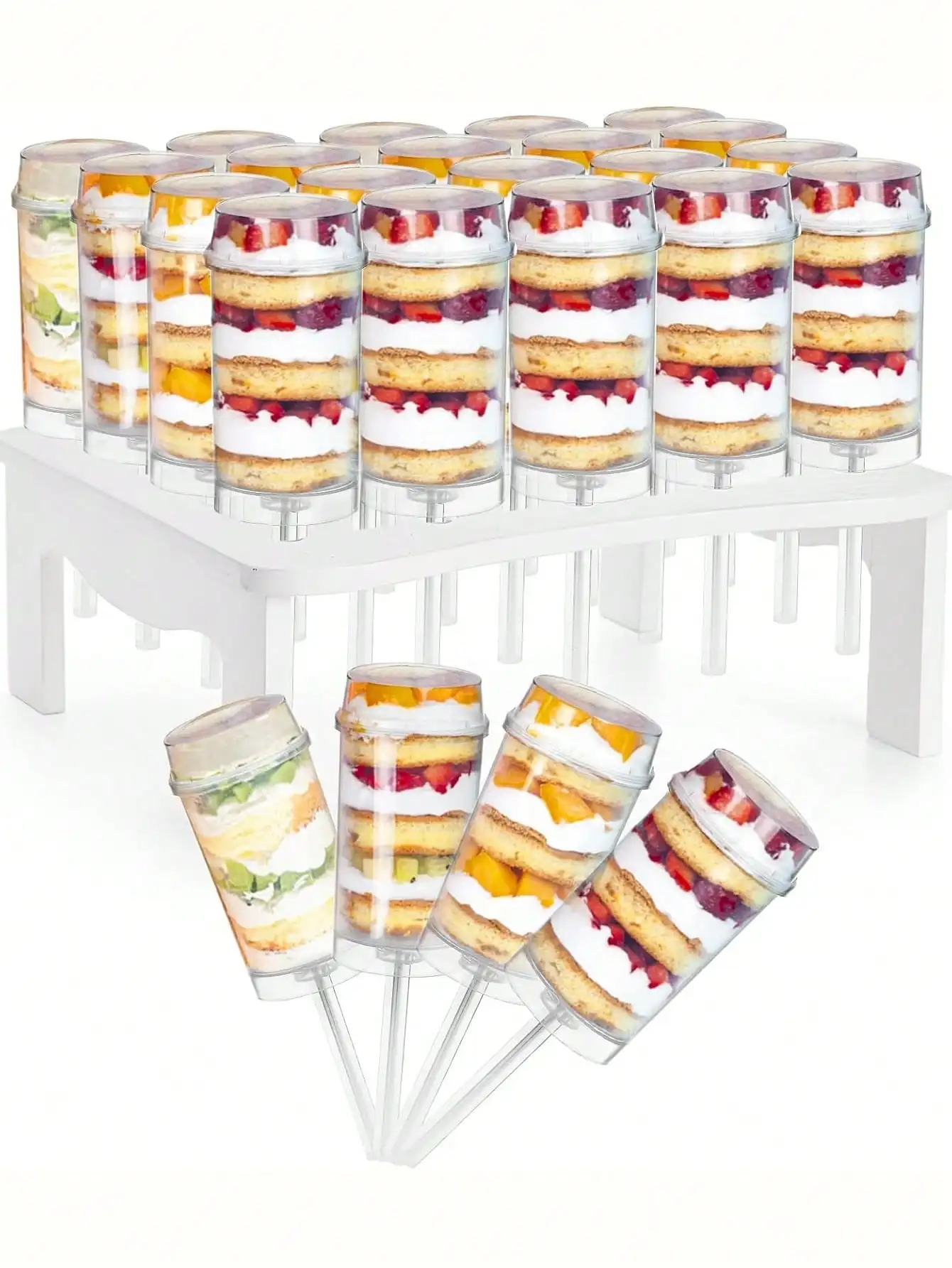 5/10pcs Push Up Cake Shooter Round Shape Clear Cake Holders Push Pops Plastic Containers with Lids for Ice Cream Baking Molding