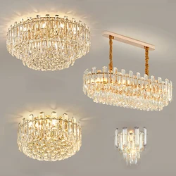 LED Ceiling Lights for Living Room Clear Crystal Balls Lustres Luxury Golden Silver Lamp Home Decor Modern Plafonnier 2024 New
