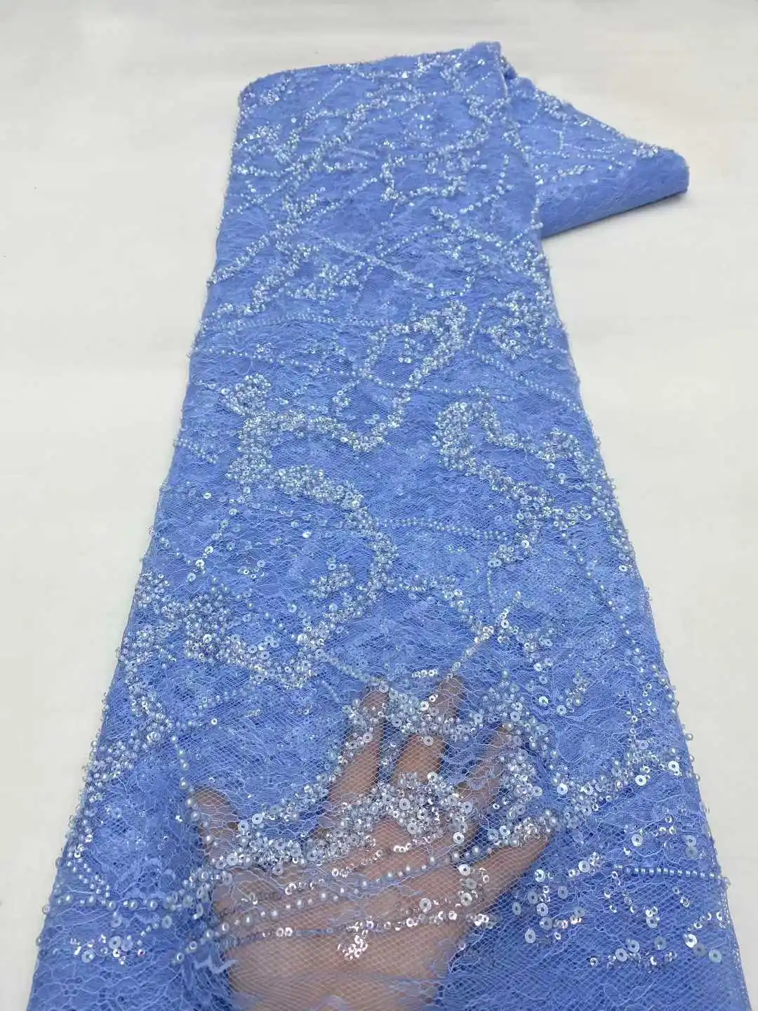 

Luxury French Mesh Lace Beads Fabric 2026 High Quality African Nigerian Sequins Lace Lace For Women Wedding Party Dresses Sewing