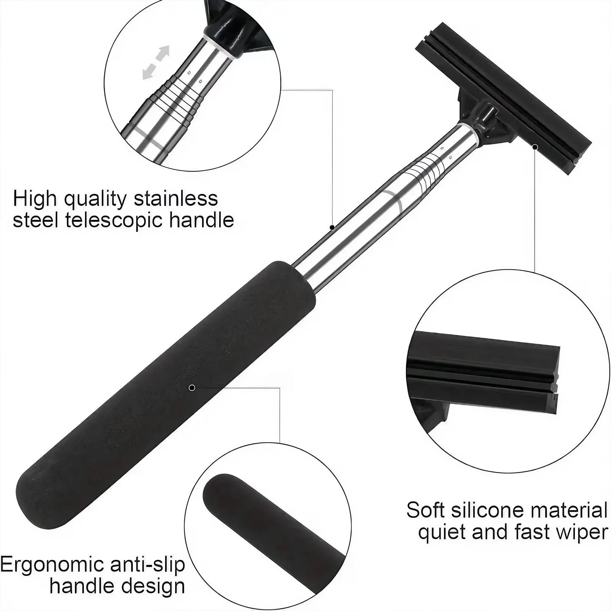 Essuie-glace de rétroviseur de voiture, grattoir à support télescopique Portable pour l'élimination et le nettoyage de la brouillard de verre de voiture, outil d'essuie-glace manuel 1 pièce